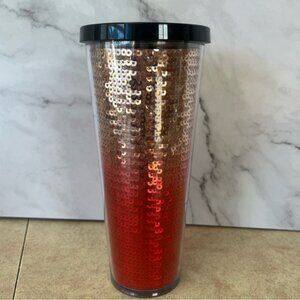 Starbucks 2018 Red Silver Ombre Sequin Acrylic Tumbler